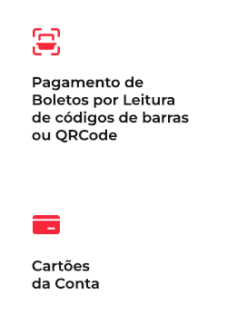 Pagamento de Boletos por Leitura de códigos de barras ou QRCode Cartões da Conta